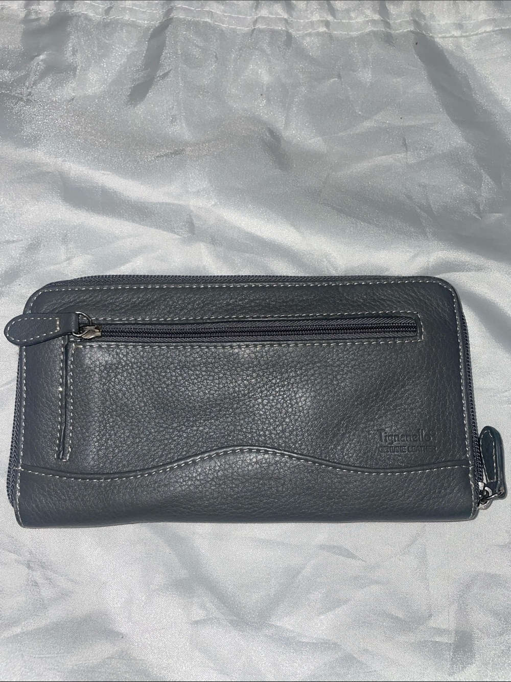 Tignanello Gray Pebbled Leather Wallet